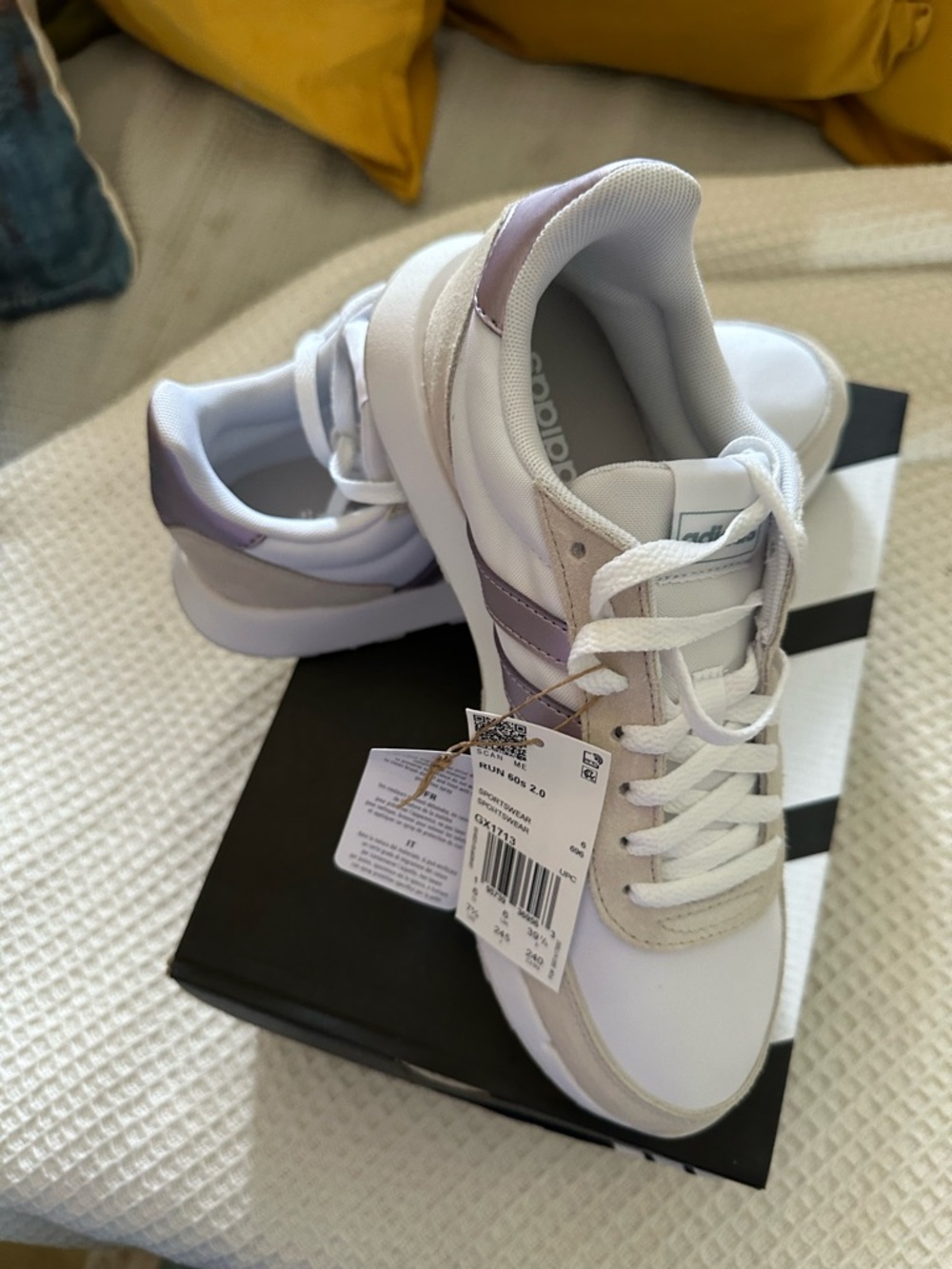 adidas White Sneakers with Lavender Accents